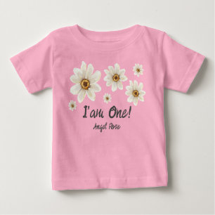 1. Geburtstag Floral Wasserfarbe Daisy Custom Nied Baby T-shirt
