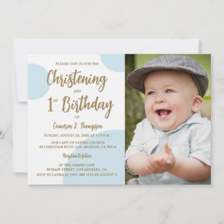 1. Geburtstag Foto Blue Gold Custom Einladung