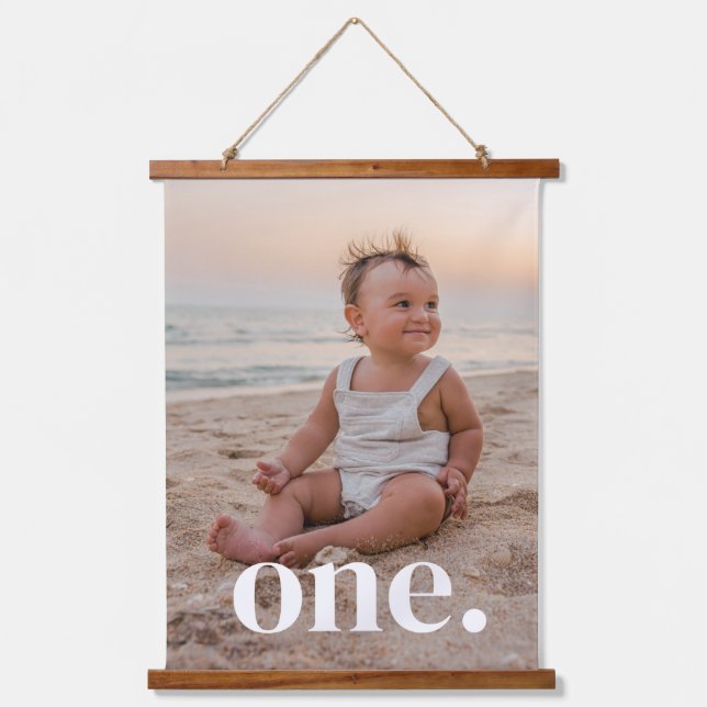 1. Geburtstag Foto Wandteppich Mit Holzrahmen (Vorderseite)