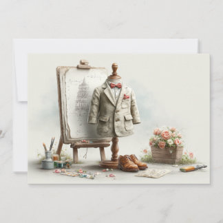 1. Geburtstag französischer Künstler Baby Anzug Pa Einladung