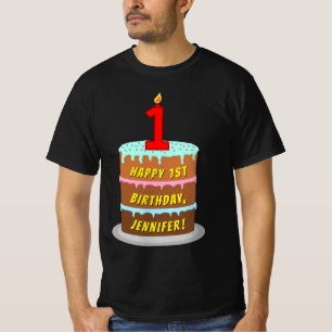 1. Geburtstag — Fun Cake & Candle, mit Individuell T-Shirt