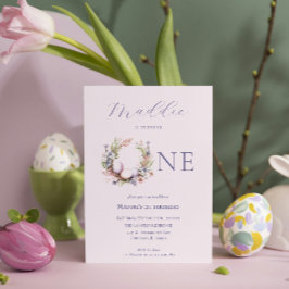 1. Geburtstag | Geflorale Ostereier Kranz Einladung