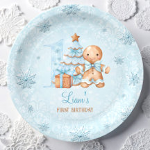 1. Geburtstag Gingerbread Mann Boy Blue Weihnachte