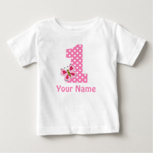 1. Geburtstag Girl Butterfly Personalisiert T Shir Baby T-shirt