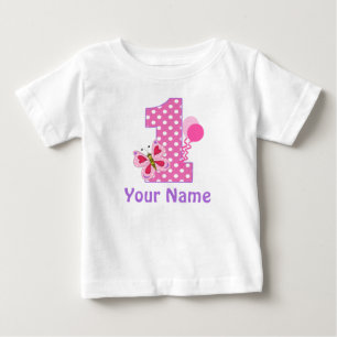 1. Geburtstag Girl Butterfly Personalisiert T Shir Baby T-shirt