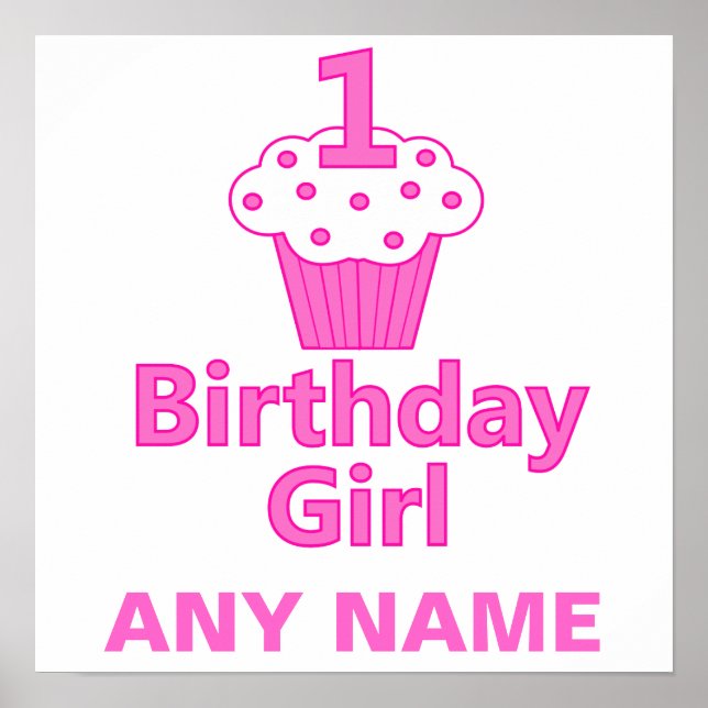 1. Geburtstag Girl Cupcake Design Poster (Vorne)