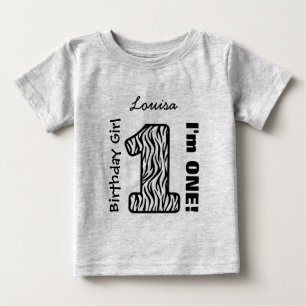 1. Geburtstag Girl ZEBRA 1 Jahr Custom V03I Baby T-shirt