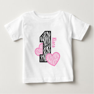 1. Geburtstag GIRL Zebra Pink Herz 1 Jahr alt Baby T-shirt