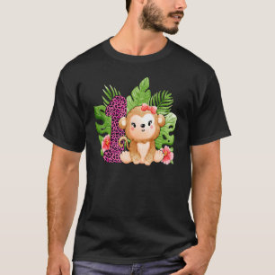 1. Geburtstag Girls Affen 1 Jahre alter Safari Ani T-Shirt