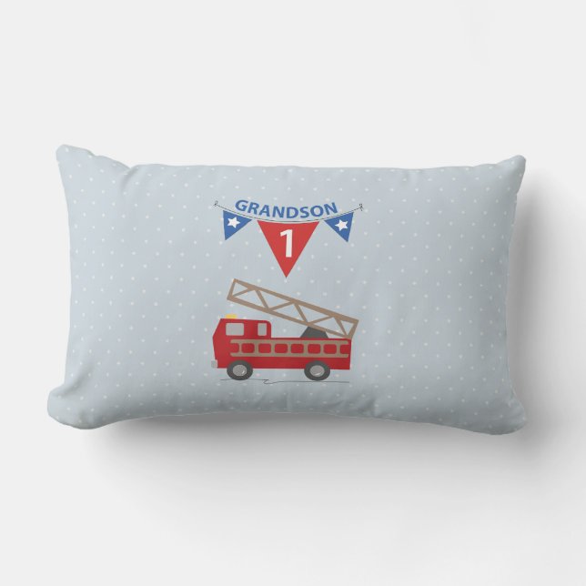 1. Geburtstag Grandson, Feuerwehrauto Lendenkissen (Vorderseite)