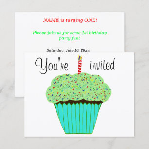 1. Geburtstag Grüner Cupcake jedes ALTER Einladung
