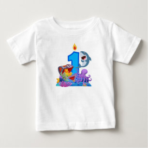 1. Geburtstag Hai & Schatzkiste Ozean-Thema Baby T-shirt