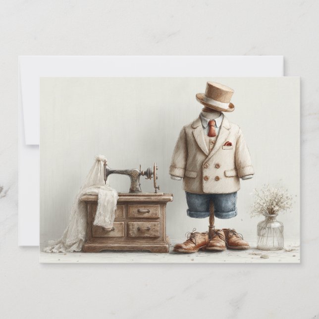 1. Geburtstag Haute Couture Baby Boy & Atelier Einladung (Vorderseite)