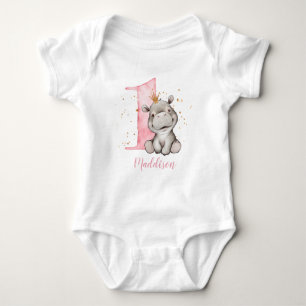 1. Geburtstag Hippo Princess Baby Bodysuit Strampler