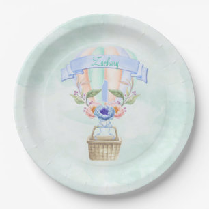 1. Geburtstag Hot Air Ballon Blue Minze Peach Pappteller