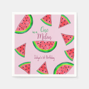 1. Geburtstag in melonenrosa Serviette