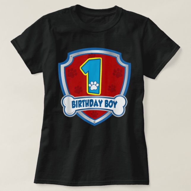 1. Geburtstag Junge 1 Jahre alter Patrol Hunde Paw T-Shirt (Design vorne)