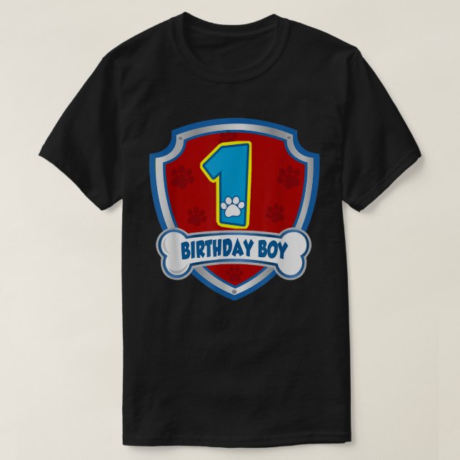 1. Geburtstag Junge 1 Jahre alter Patrol Hunde Paw T-Shirt (Design vorne)