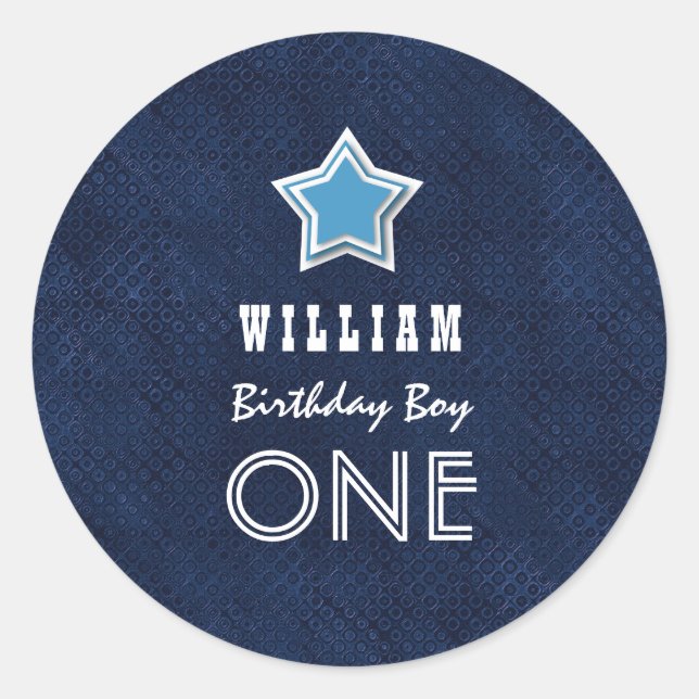 1. Geburtstag Junge ein Jahr alte Navy White Star  Runder Aufkleber (Vorderseite)
