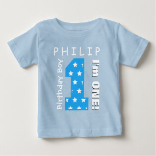 1. Geburtstag Junge Ein Jahr Blue Stars V01H Baby T-shirt
