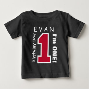 1. Geburtstag Junge Ein Jahr Individuelle Name Red Baby T-shirt