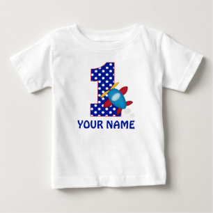 1. Geburtstag Junge Flugzeug Personalisiertes Shir Baby T-shirt