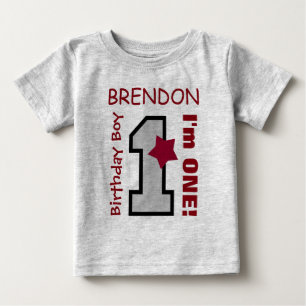 1. Geburtstag Junge GRAU Ein Jahr Individuelle Nam Baby T-shirt