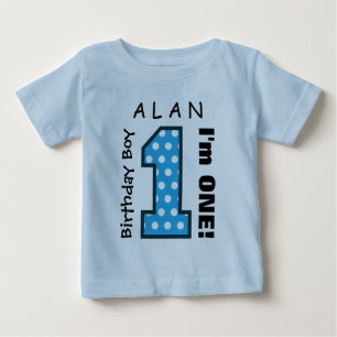1. Geburtstag Junge POLKA DOTS Ein Jahr Individuel Baby T-shirt