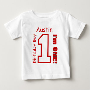 1. Geburtstag Junge RED Ein Jahr Individuelle Name Baby T-shirt