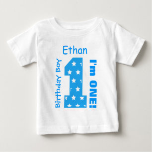 1. Geburtstag Junge STARS Ein Jahr Individuelle Na Baby T-shirt