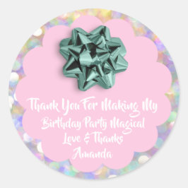 1. Geburtstag Kinderdusche Pink Holographic Runder Aufkleber