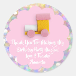 1. Geburtstag Kinderdusche Pink Sweet Train Runder Aufkleber