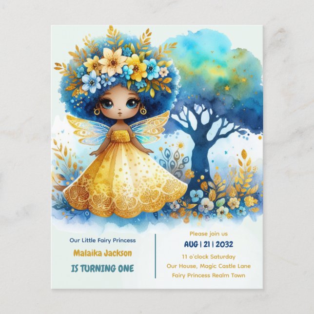 1. Geburtstag Kleine Märchenprinzessin Afrikanisch (Vorderseite)