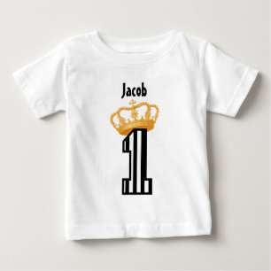 1. Geburtstag König Kronen Streifen Ein Jahr alt 1 Baby T-shirt