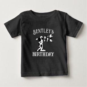 1. Geburtstag Kuh-Druck weißer Text Baby T-shirt