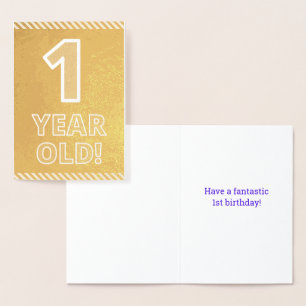 1. Geburtstag - kühl "1 JAHR ALT!" Gold Foil Card Folienkarte