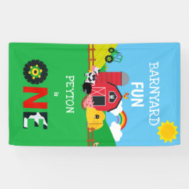 1. Geburtstag Landtiere Barnyard Fun Kinder Banner