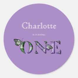 1. Geburtstag Lila 1 Runder Aufkleber