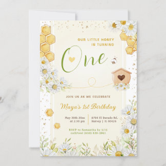 1. Geburtstag Little Honey Sweety Bee Girl's First Einladung