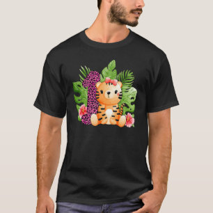1. Geburtstag Mädchen Tiger 1 Jahre altes Safari T T-Shirt