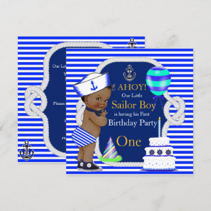 1. Geburtstag Matrosen Junge Navy Blau Streifen Et Einladung