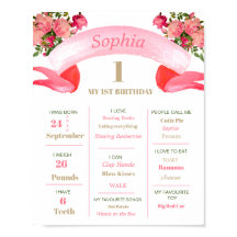 1. Geburtstag Meilenstein Floral Gold Rosa