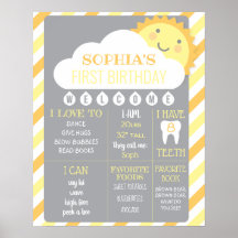 1. Geburtstag Meilenstein Poster Sonnenschein