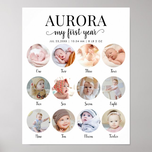 1. Geburtstag Meine erste Jahresmeilenstein-Fotoco Poster (Vorne)