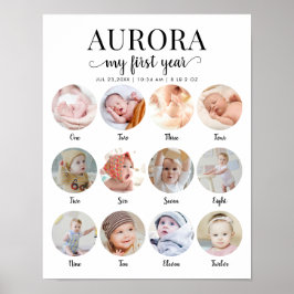 1. Geburtstag Meine ersten Jahres Meilenstein Foto Poster