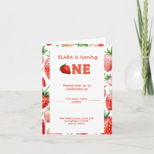 1. Geburtstag mit Erdbeerrahmenmuster Einladung