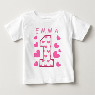 1. Geburtstag mit Herz-Individuelle Name A03 Baby T-shirt