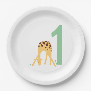 1. Geburtstag Moderne Gelbe Giraffe Pappteller