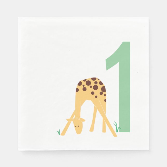 1. Geburtstag Moderne Minimalgelbe Giraffe Serviette (Vorderseite)