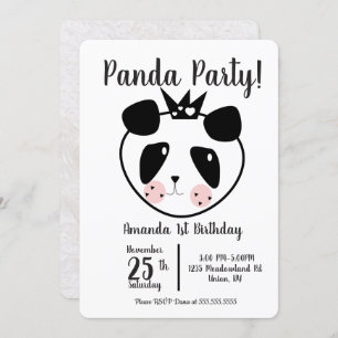 1. Geburtstag Modernes Niedliches Panda Einladung